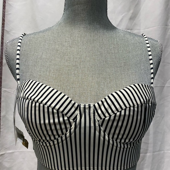VIX Paula Hermanny Striped Underwire Lace Up Back Bikini Top SNWT 24K Gold - Picture 2 of 7
